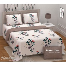 Nandani Pure Cotton King Bedsheets - Cream & Brown