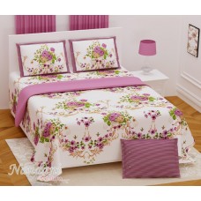 Nandani Pure Cotton King Bedsheets - Pink Flower