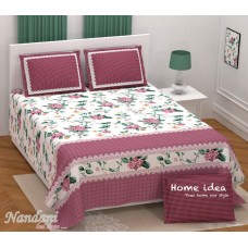 Nandani Pure Cotton King Bedsheets - White& Pink